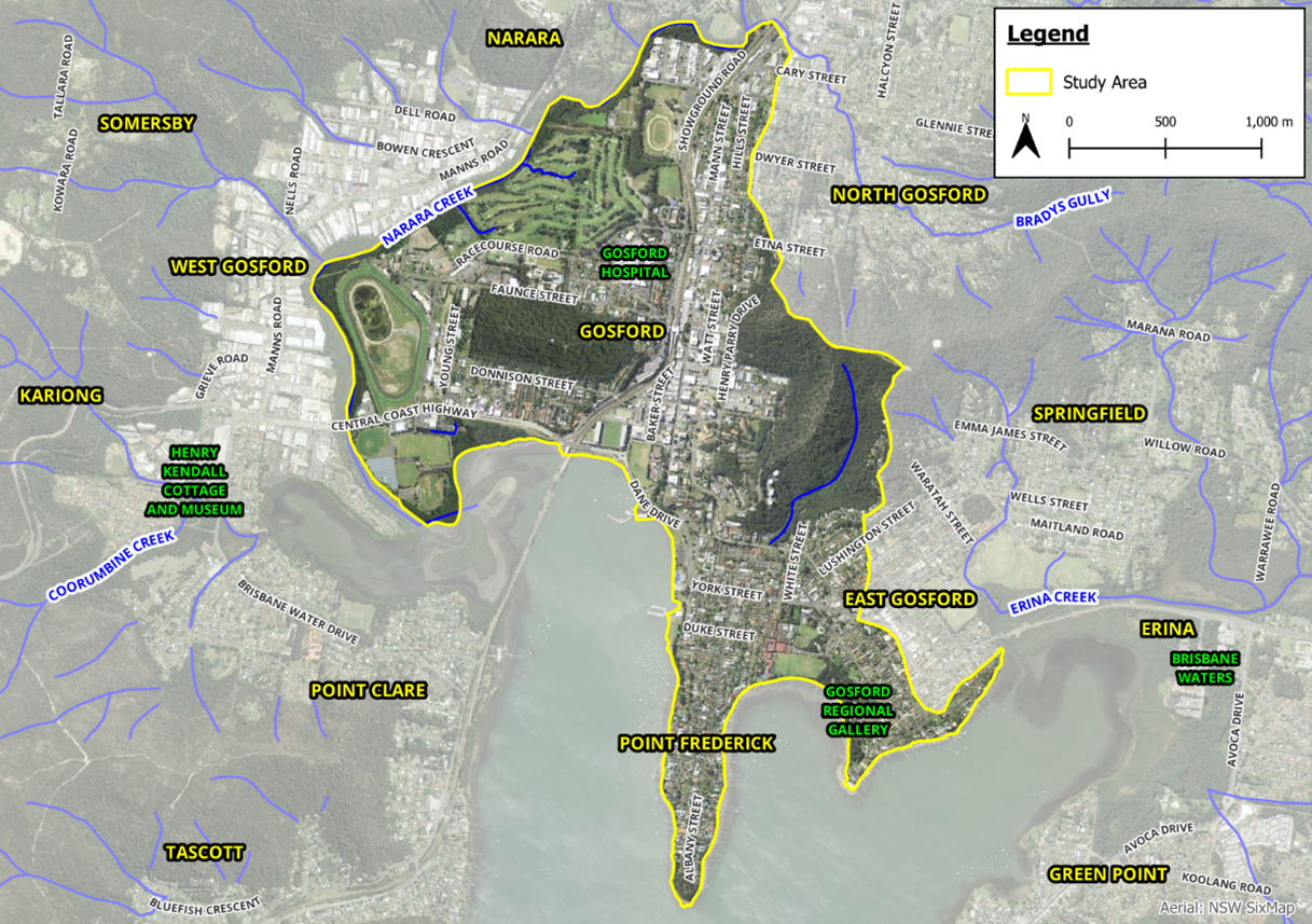 Gosford flood study area